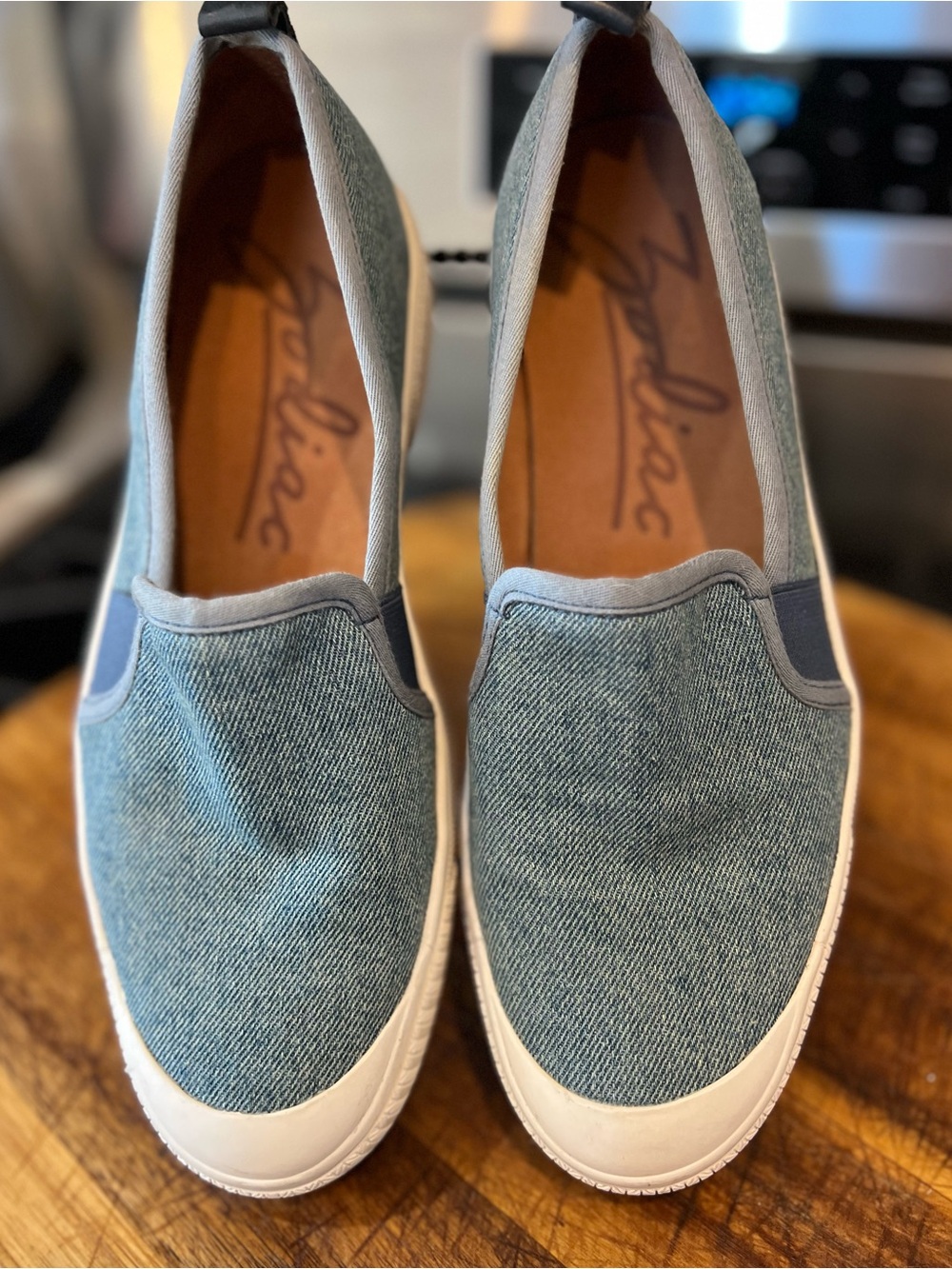 Zodiac Ciara Denim Slip On Platform Sneakers Indigo Blue Size